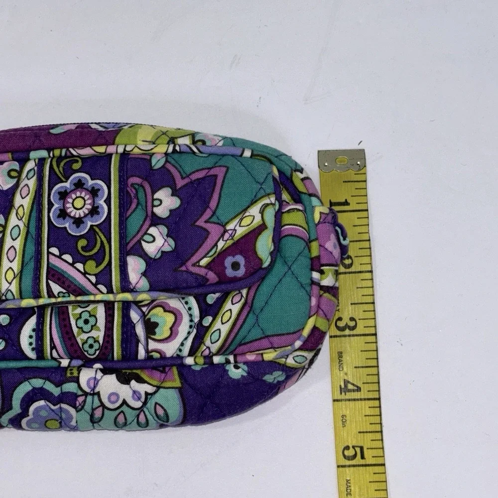 Vera Bradley Mirror Cosmetic Purple Paisley Quilted Makeup Bag Pouch